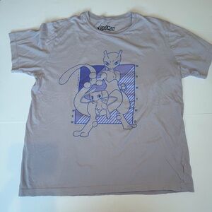 Pokémon Mew & Mewtwo Graphic T-Shirt Men’s Size L Gray Nintendo Official